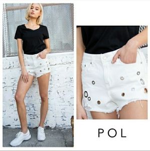 🤍POL White Denim Shorts Size Small